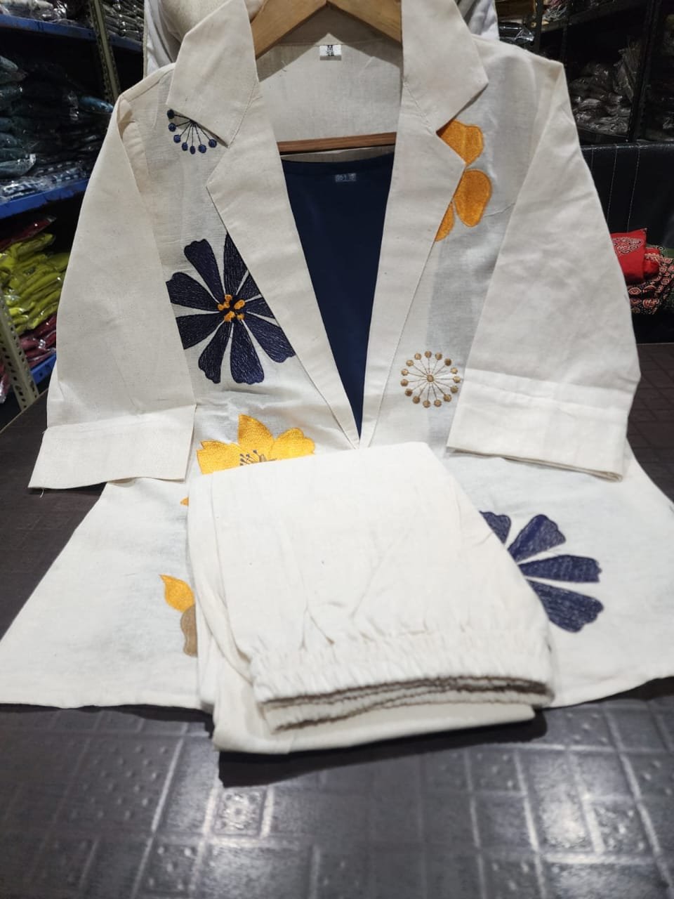 Vibrant Three-Piece Embroidered Cotton Ensemble